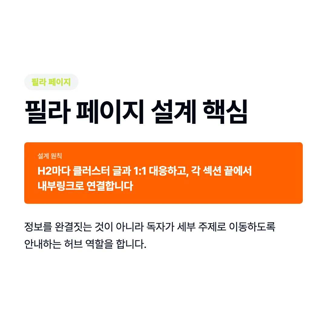 필라 클러스터 필라 페이지 설계 핵심