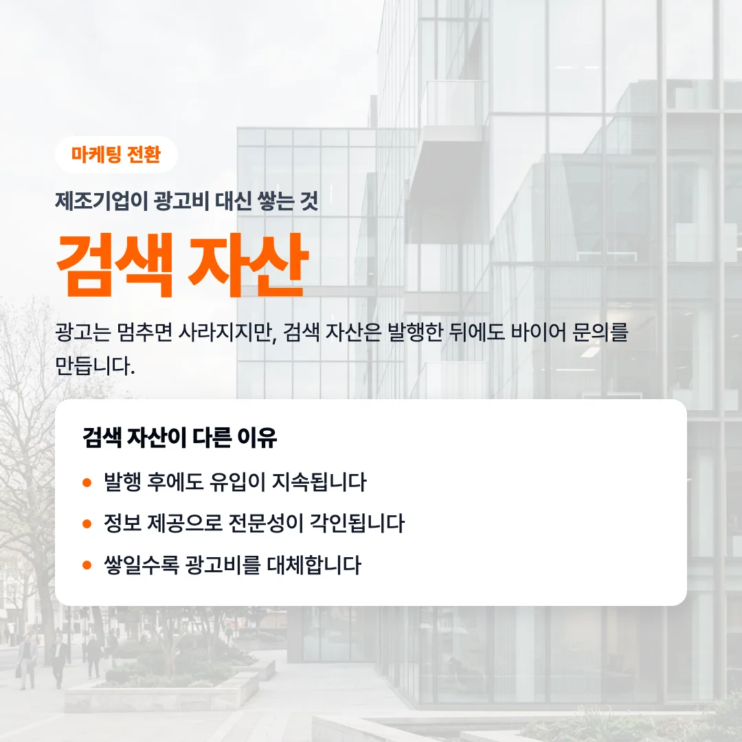 제조기업 온라인 마케팅, 광고 없이 문의를 만드는 검색 자산 전략
